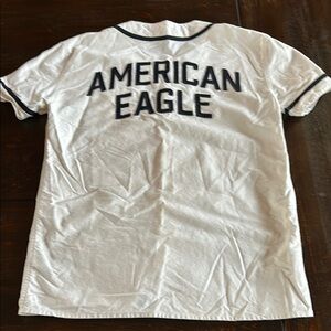 White Baseball Style Shirt with Black Trim